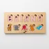 Rectangular natural wood name puzzle spelling Briana in pink laser-cut letters with five painted animal pieces below