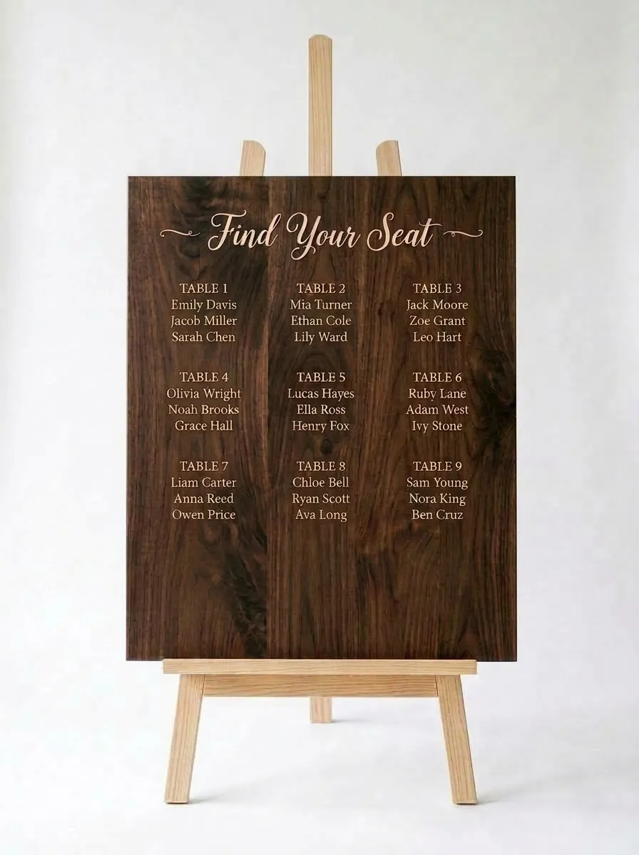Custom Wood Wedding Seating Chart Sign